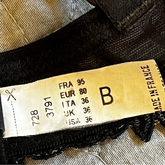 Chantelle Underwire Bra Zebra Print Mesh Black White Made in France Size 36B - Picture 10 of 11